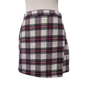 Abercrombie & Fitch Womens Size M New Flaw Red Black Plaid Faux Wrap Mini Skirt